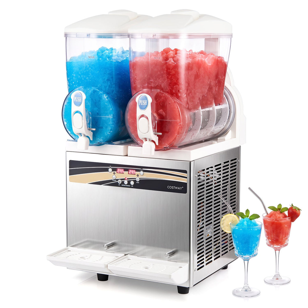 Commercial Slushie Machine 8 Gallon Dual Tank with LED Lights