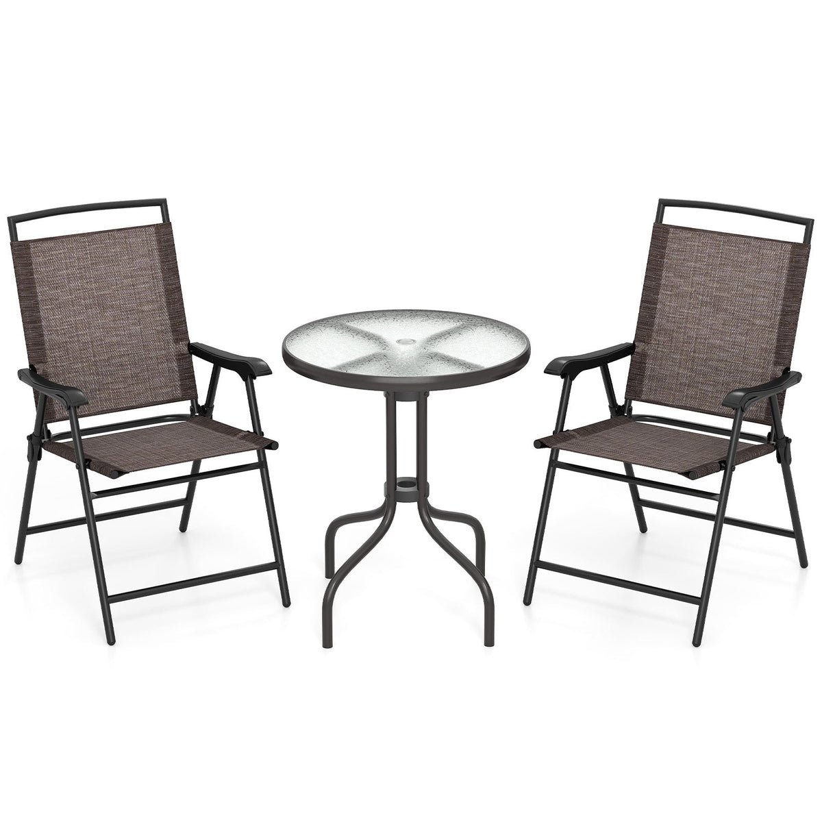 8-Piece Outdoor Furniture Set-Solar Umbrella Bistro Set Conversation Set Chaise Lounger Folding Bed Side Table Swing Chair & Dining Set