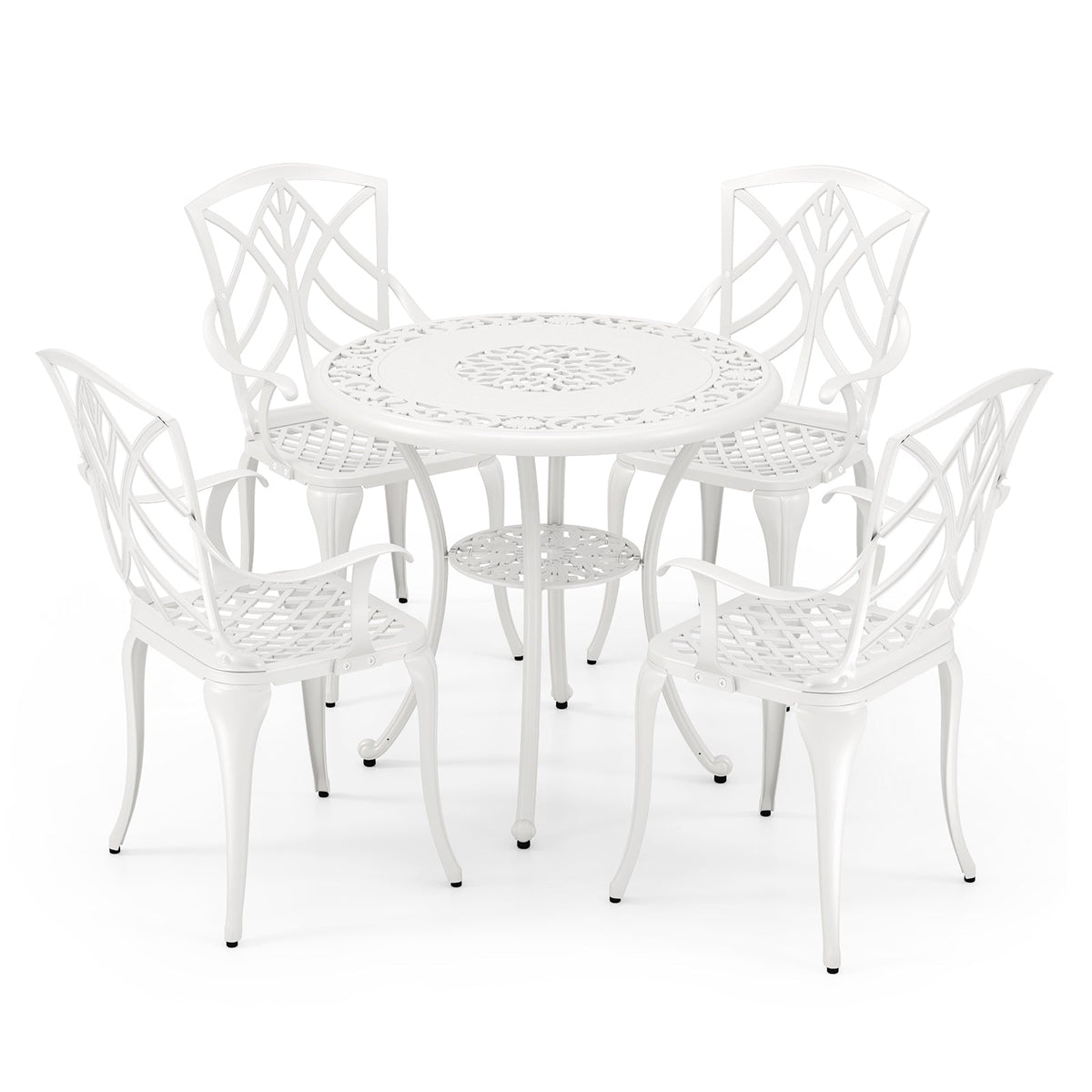 8-Piece Outdoor Furniture Set-Solar Umbrella Bistro Set Conversation Set Chaise Lounger Folding Bed Side Table Swing Chair & Dining Set