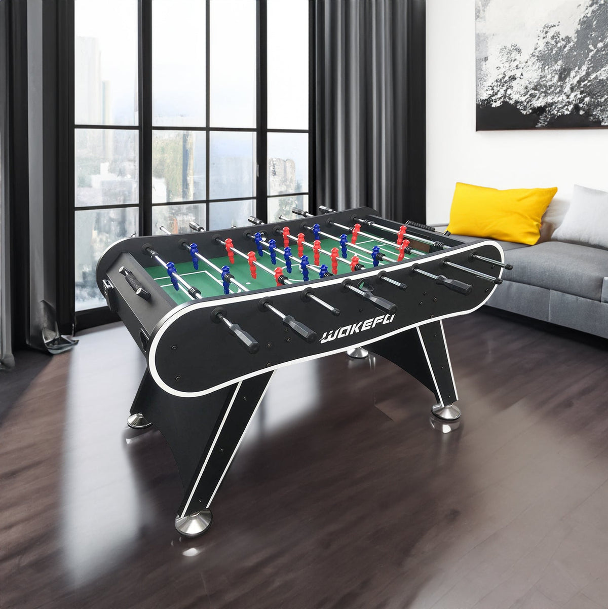 Table Soccer Arcade Game: Table Soccer Table - A match sized soccer table with 2 balls and 2 beverage racks