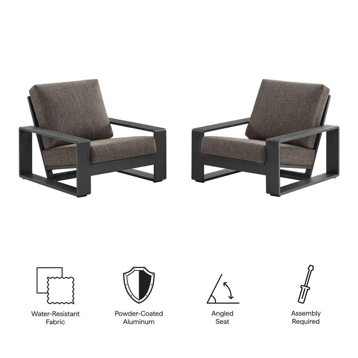 Lirienne Outdoor Patio Aluminum Faux Wood Armchairs Set of 2 by Modway