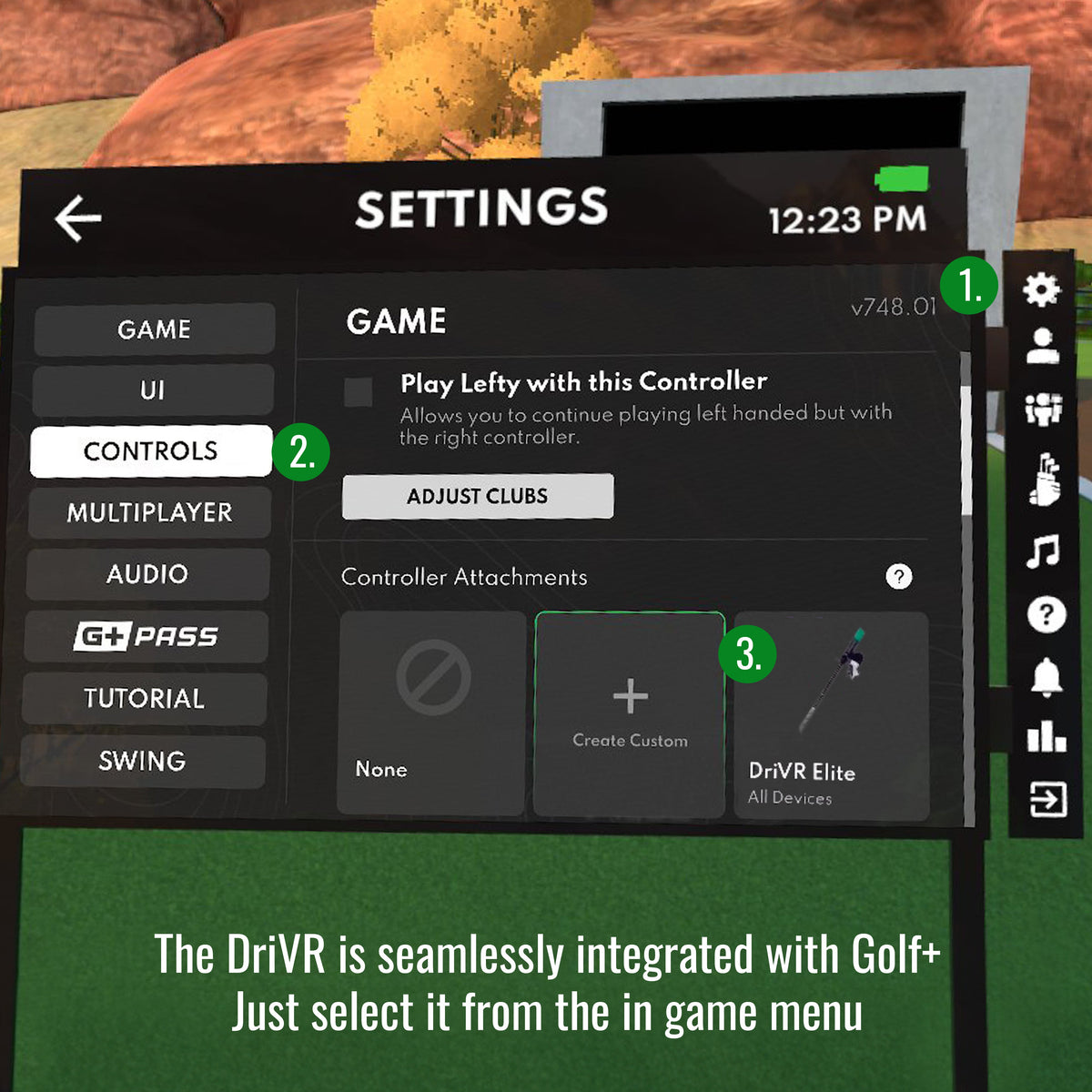 DriVR Elite Chrome - Stepped Steel Weighted Golf Club - Compatible with Quest 2, 3/3s, and Pro