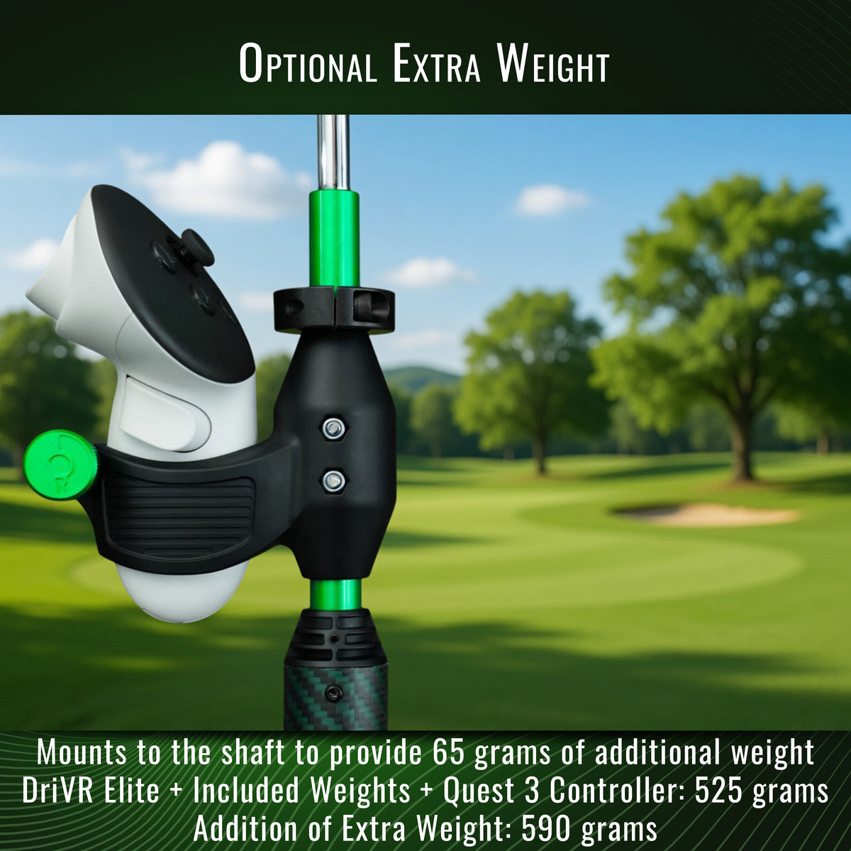 DriVR Elite Chrome - Stepped Steel Weighted Golf Club - Compatible with Quest 2, 3/3s, and Pro