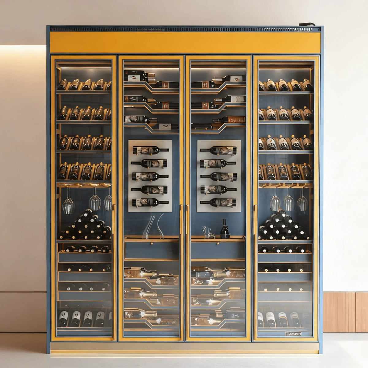 Customizable Smart Wine Cooler Fridge Chiller with Split Type Cooling Unit System Multiple Temperature Zones for Hotel Use