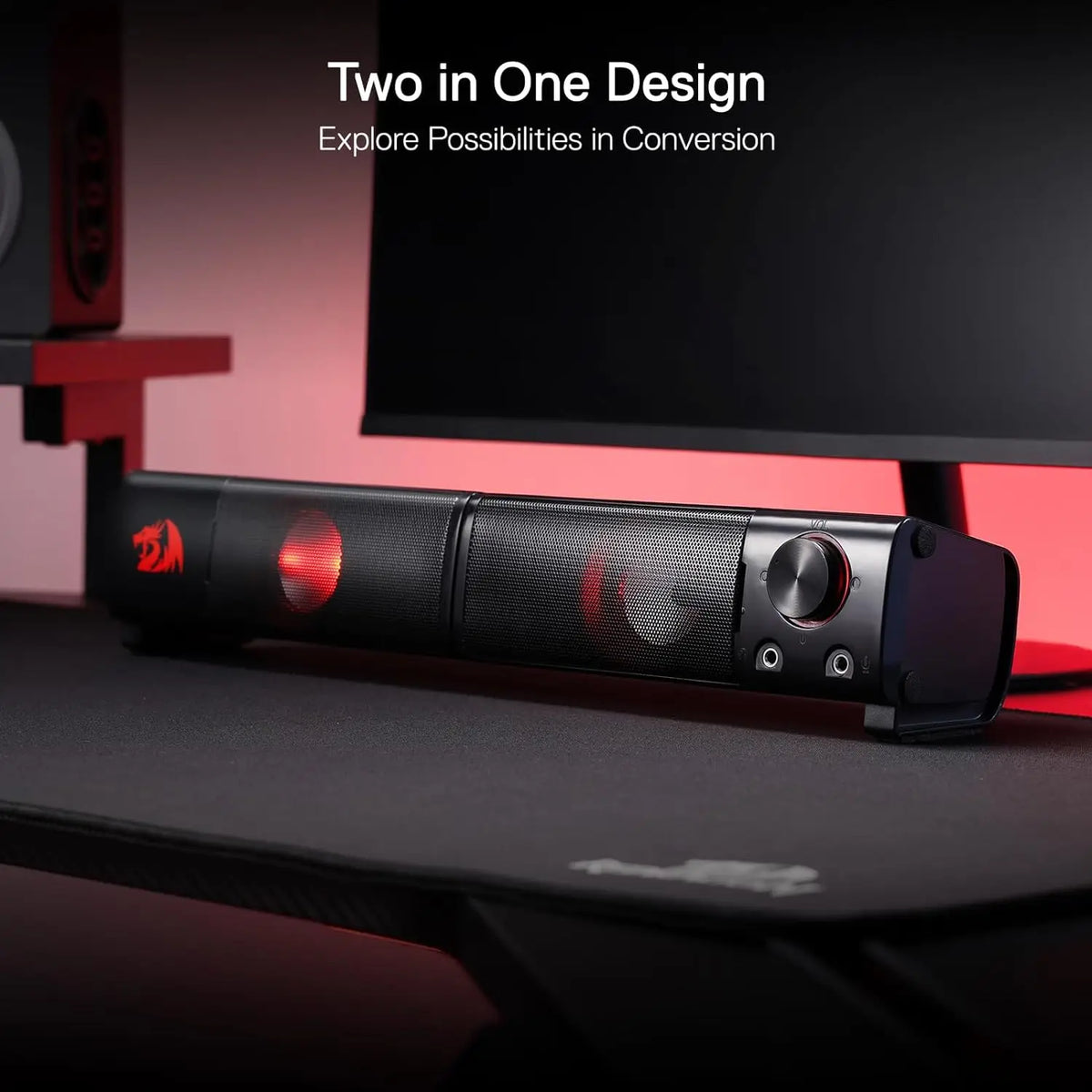 Redragon GS550 PC Gaming Speakers 2.0 Channel Desktop Computer Sound Bar Quality Bass & Decent Red Backlit