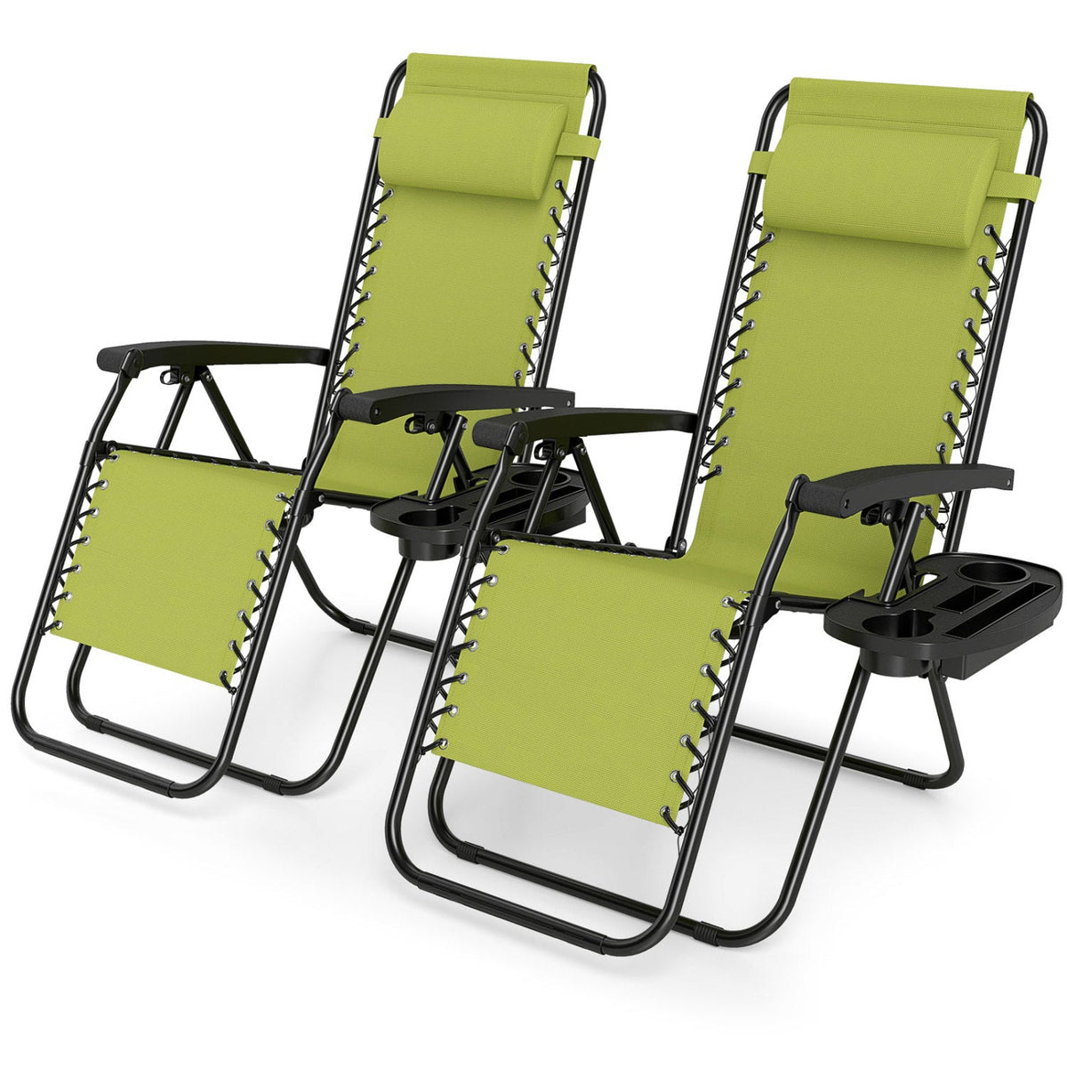 Zero Gravity Lounge Chairs Set of 2 with Cup Holders