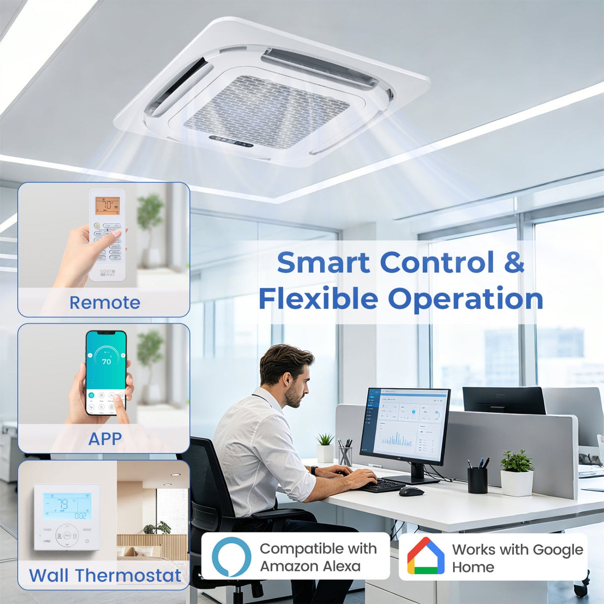 X-Pro 35000 BTU 4 Zone 22.5 SEER2 Ceiling Cassette Mini Split AC