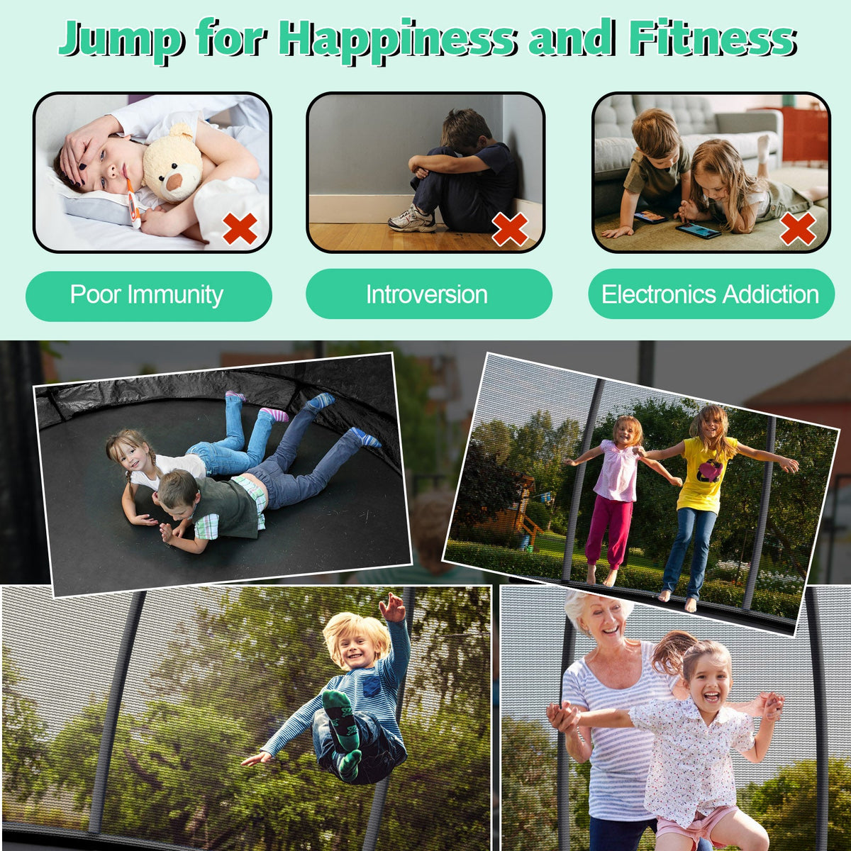 10 Feet ASTM Approved Recreational Trampoline with Ladder