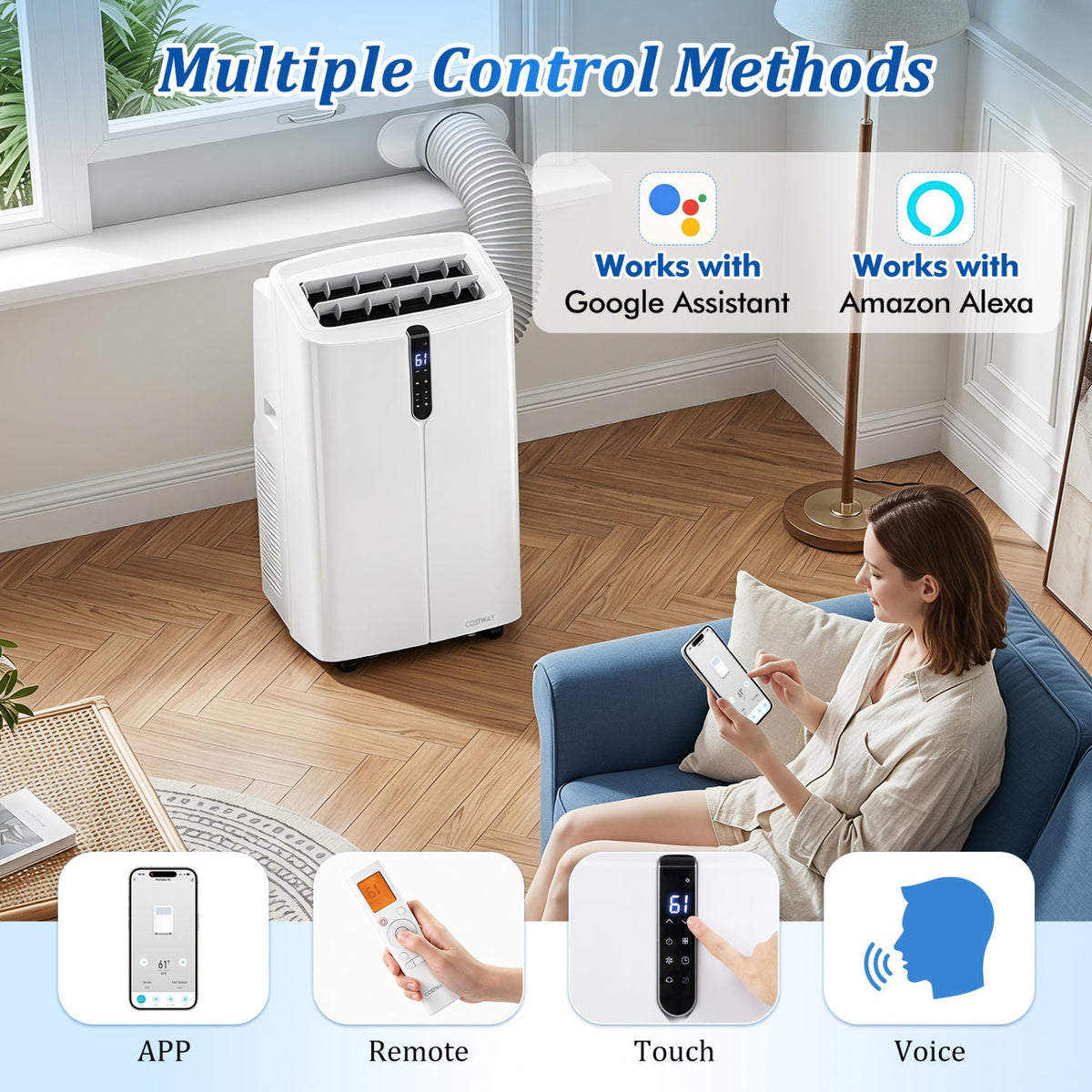 14000 BTU Smart Portable Air Conditioner with App & Voice Control