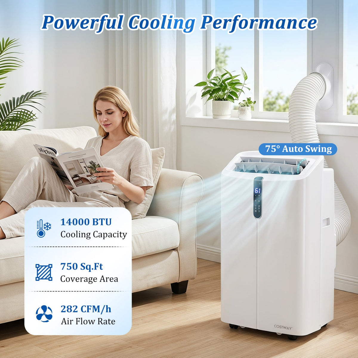 14000 BTU Smart Portable Air Conditioner with App & Voice Control
