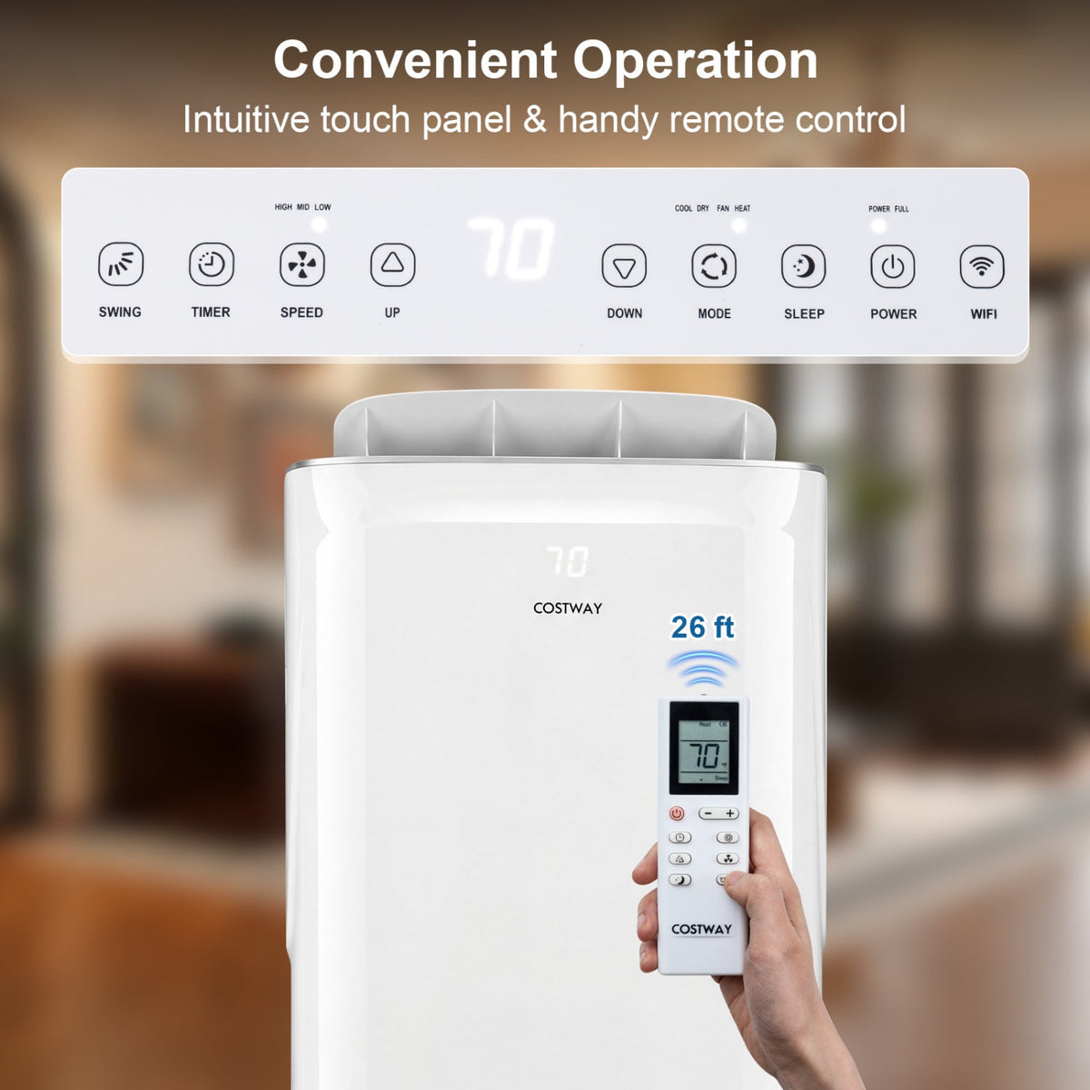 15000 BTU Inverter Portable Air Conditioner Smart Wifi Enabled Cooling & Heating Unit-White