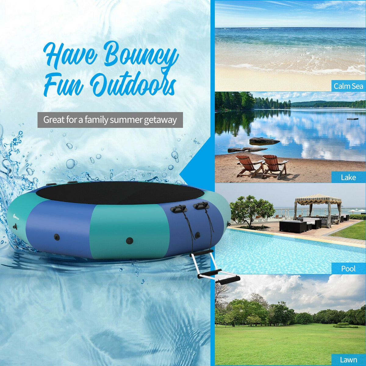 10 Feet Inflatable Splash Padded Water Bouncer Trampoline