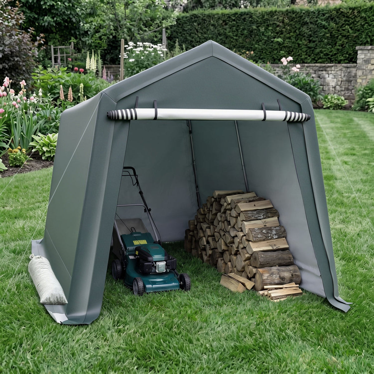 Outdoor Storage Shed 8.3 x 14 Ft with Roll-Up Zipper Door