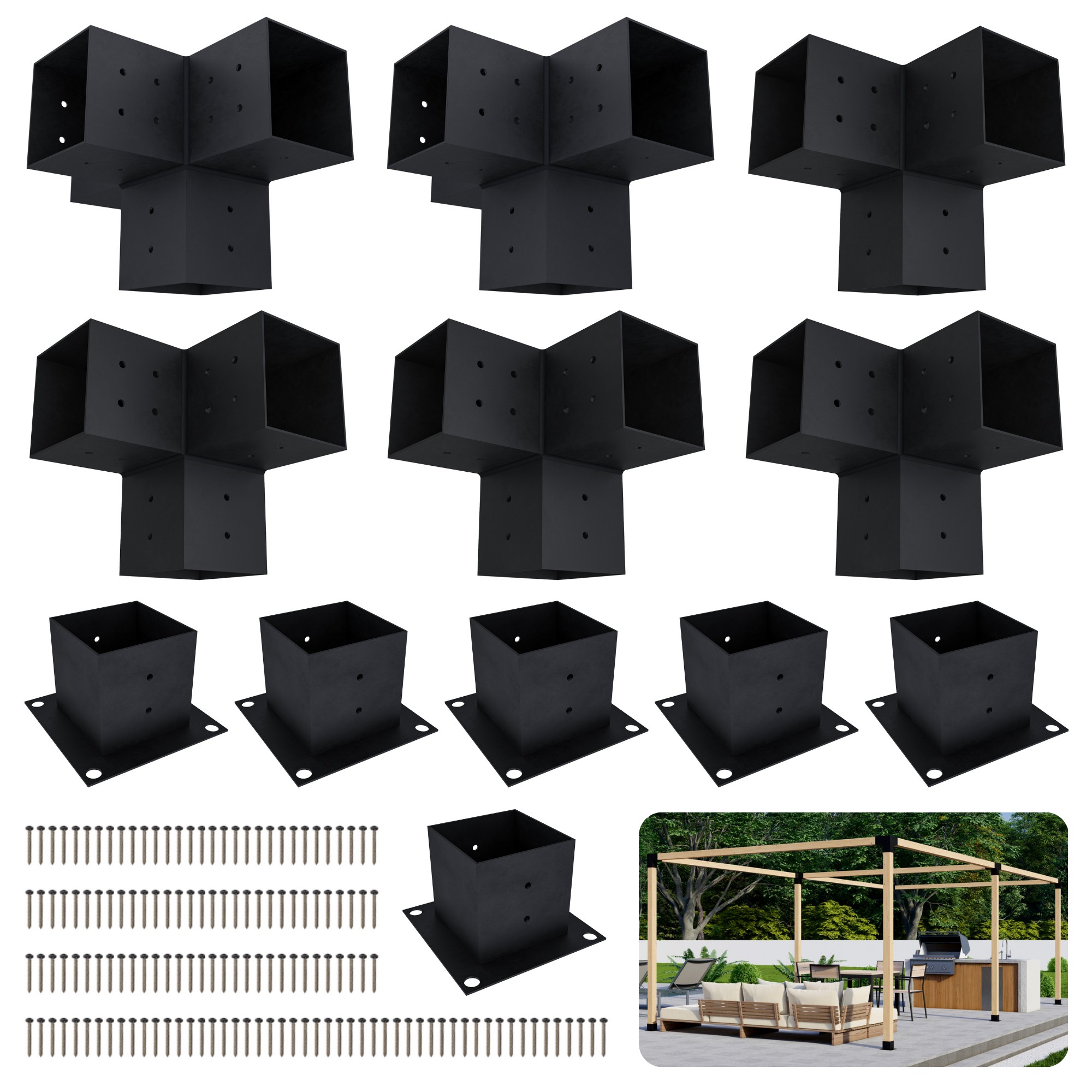 DIY Pergola Bracket Kit for a Freestanding Pergola Frame - Any Size Up to 24' x 12'