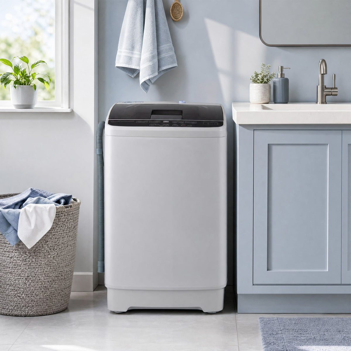 Automatic Washing Machine 7.7 lbs with 8 Programs & Drain Pump