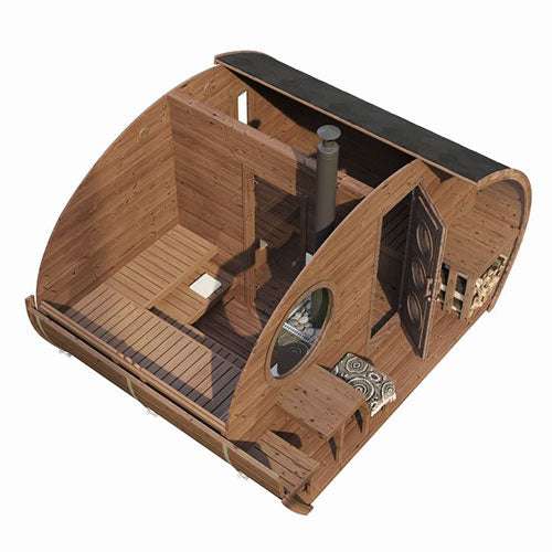 SaunaLife Model G11 Garden-Series Outdoor Home Sauna Kit – 2-Room Sauna