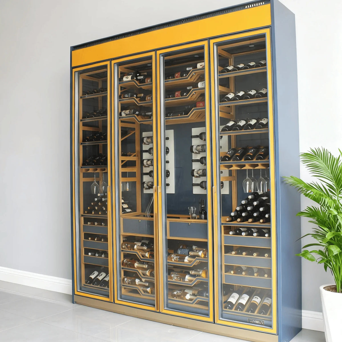 Customizable Smart Wine Cooler Fridge Chiller with Split Type Cooling Unit System Multiple Temperature Zones for Hotel Use