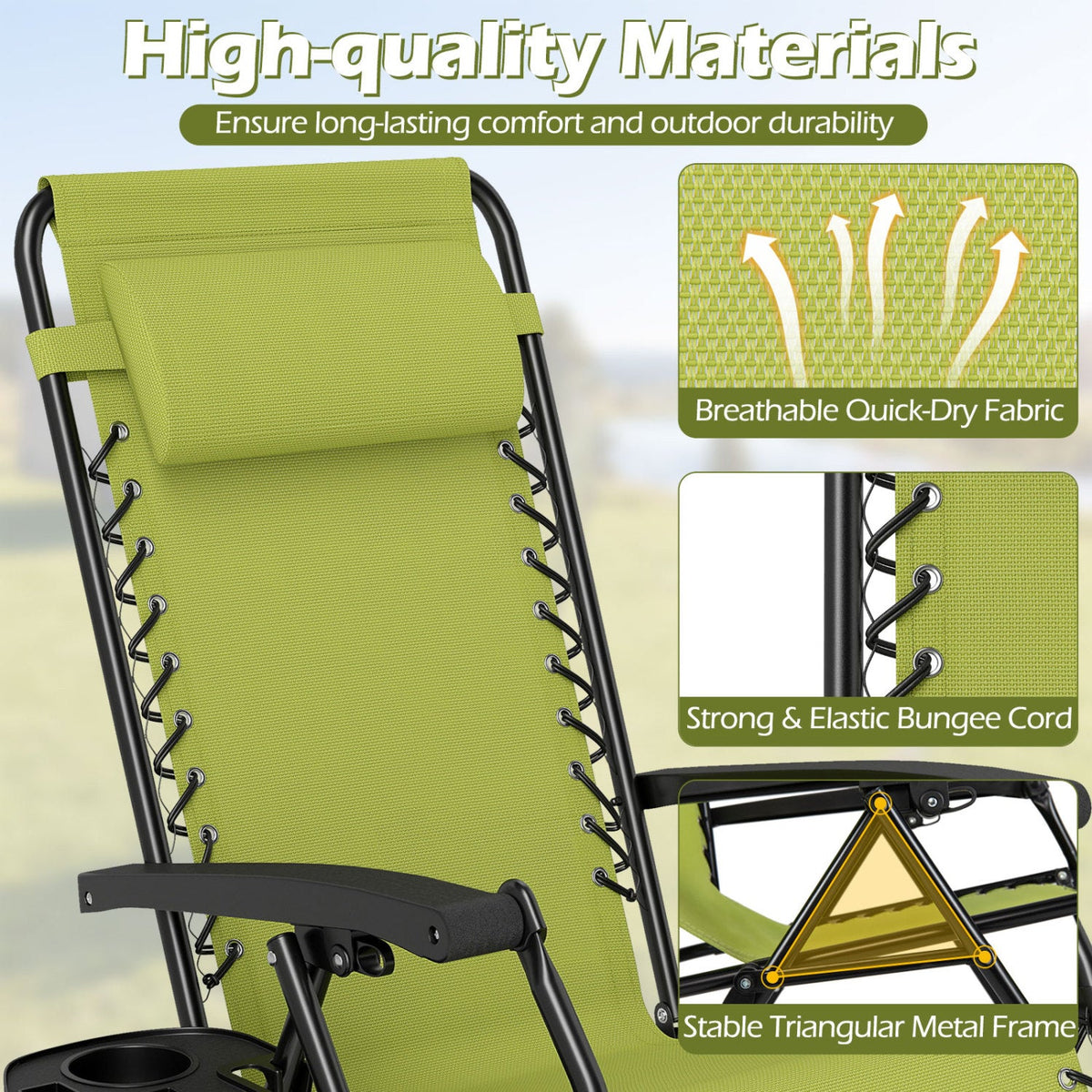 Zero Gravity Lounge Chairs Set of 2 with Cup Holders