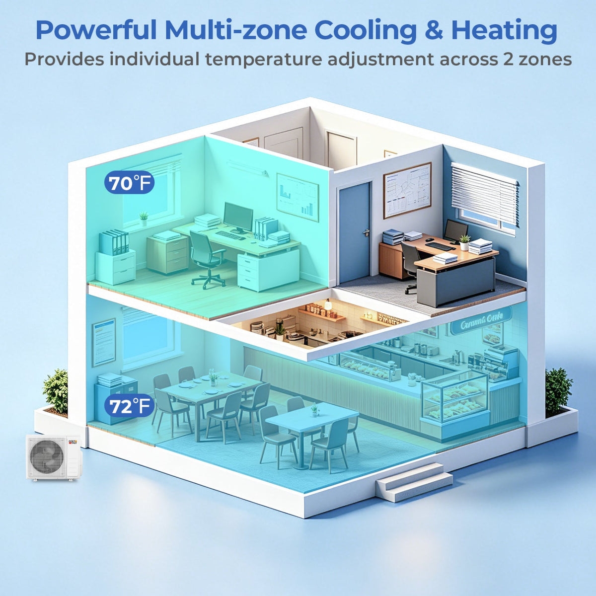 X-Pro 27000 BTU 2 Zone 24 SEER2 Ceiling Cassette Mini Split AC