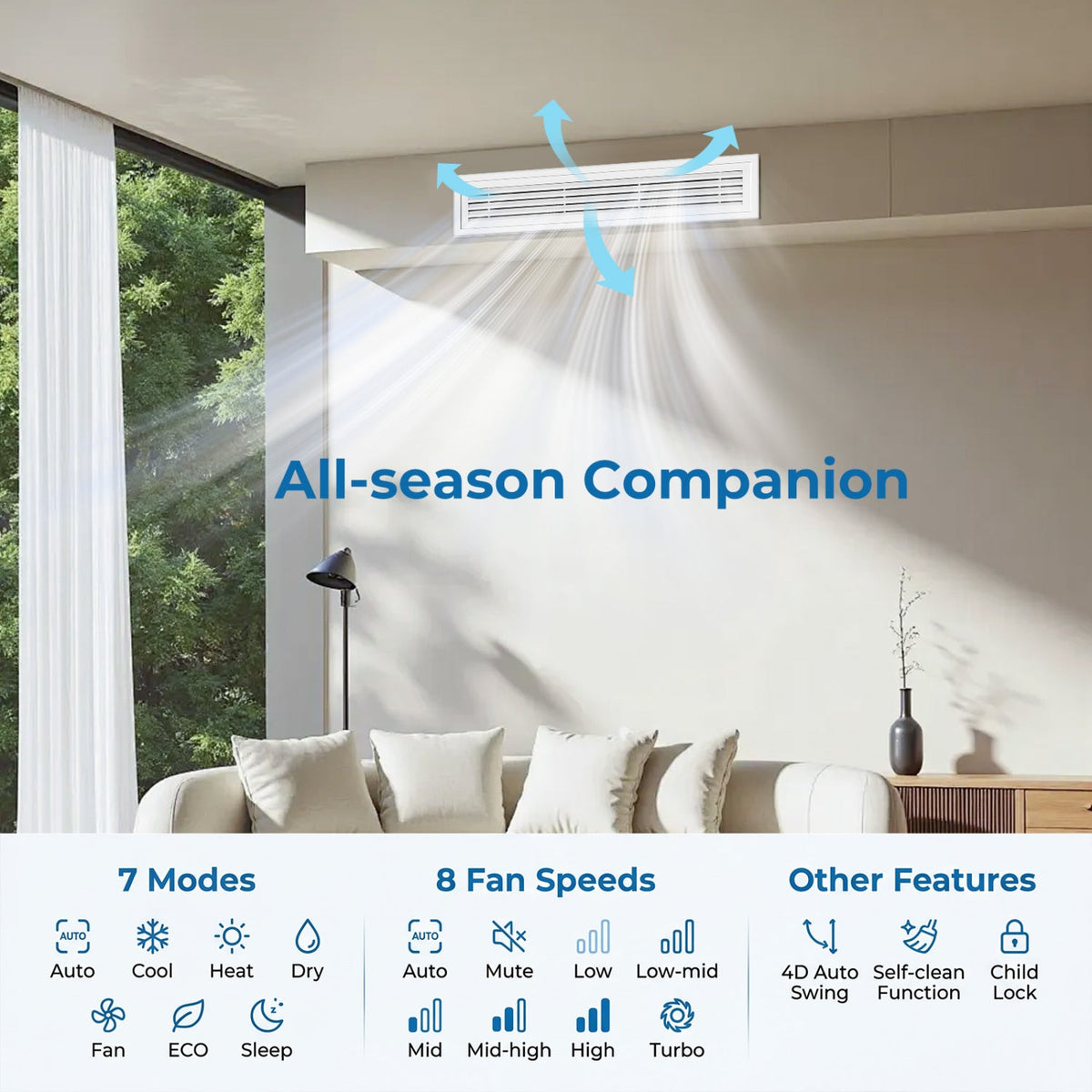 X-Pro 27000 BTU 2 Zone 24 SEER2 Concealed Ducted Mini Split AC