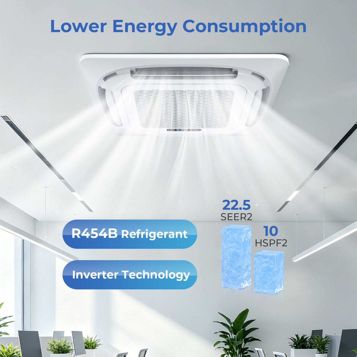 X-Pro 35000 BTU 2 Zone 22.5 SEER2 Ceiling Cassette Mini Split AC