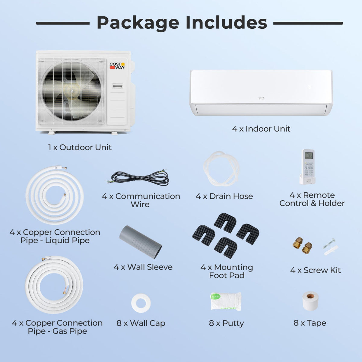 X-Pro 35000 BTU 4 Zone 22.5 SEER2 Mini Split AC with Heat Pump
