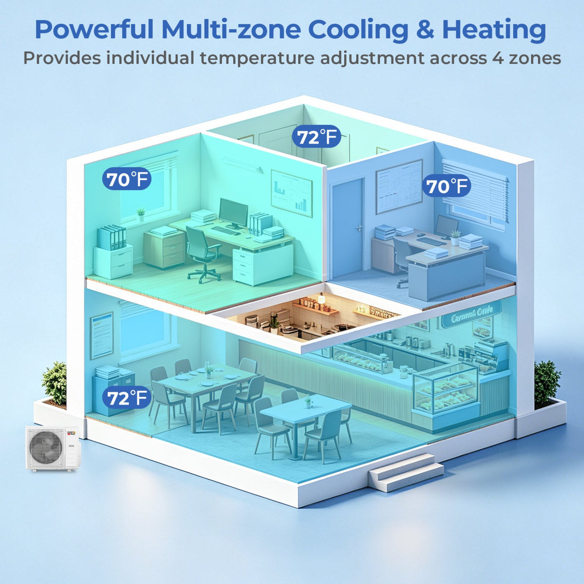 X-Pro 35000 BTU 4 Zone 22.5 SEER2 Ceiling Cassette Mini Split AC