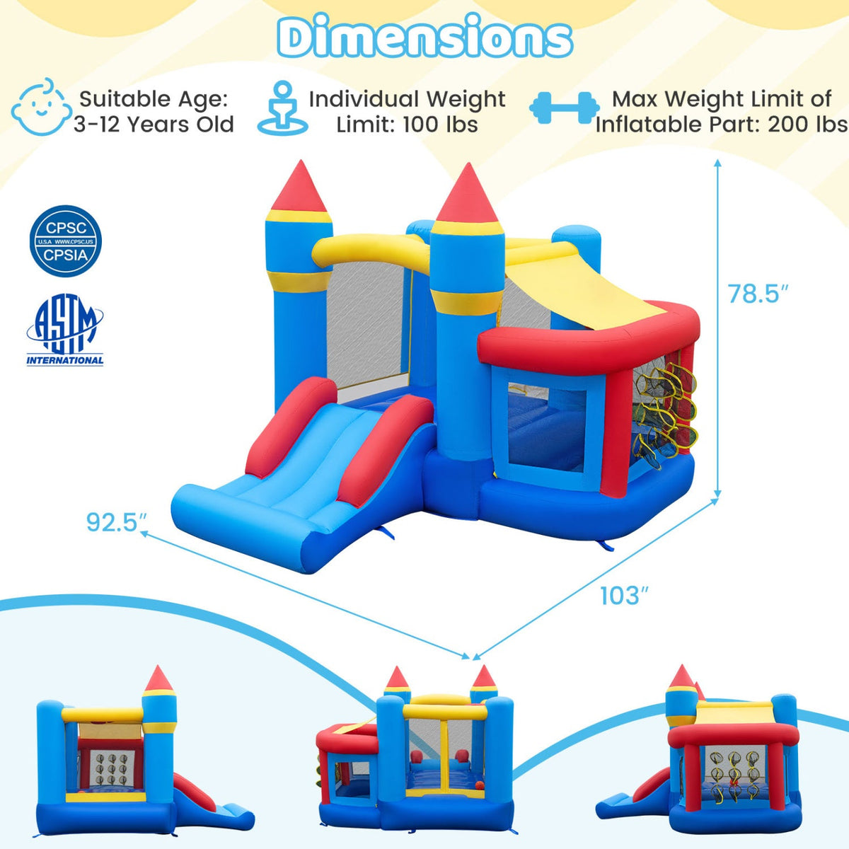 Inflatable Bounce House with Slide and Ball Pit for Kids